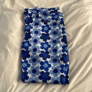 flower printed straight leg jeans